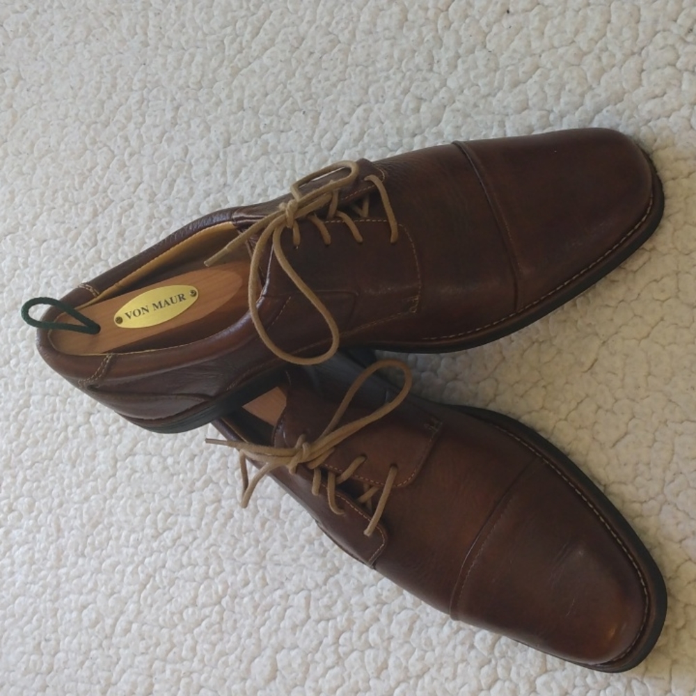 Paolo Sesto Brown Leather Cap Toe Derby Shoes (Made in Brazil) 10.5 M